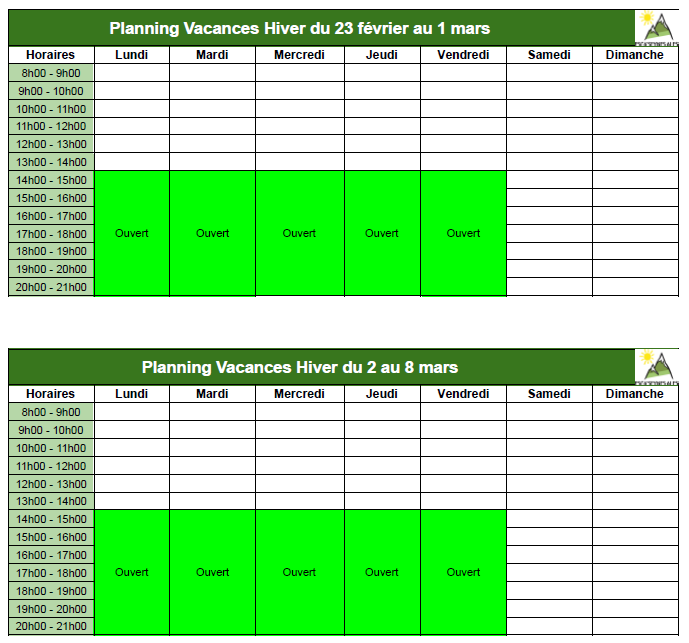 🧗‍♀️✨ Horaires Vacances d’Hiver – Salle Alès’Calade ✨🧗‍♂️