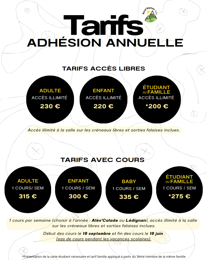 Tarifs de la saison 2026/2027