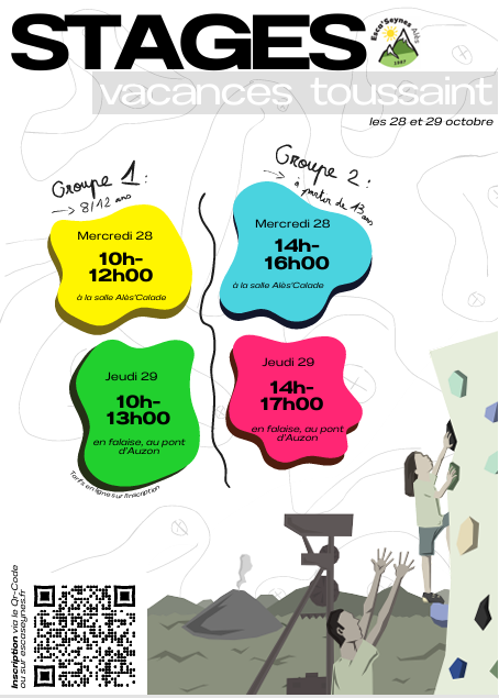 Inscription STAGE escalade, Vacances Toussaint