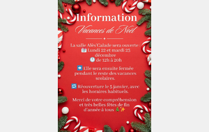 Information Vacances de Noël