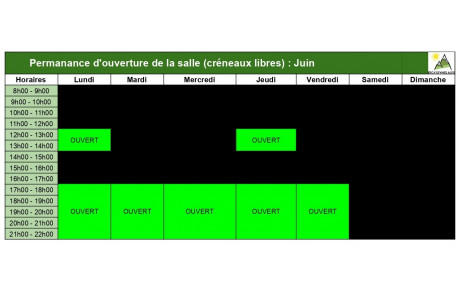 Planning à partir du 2 juin 