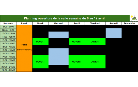 Horaires avril et mai