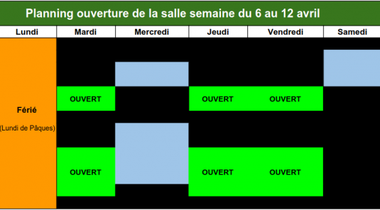 Horaires avril et mai