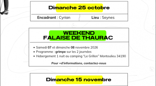 Dates Sorties Falaises 2026